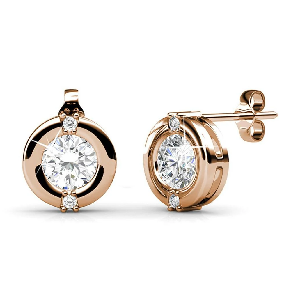 Zara 18k White Gold Plated Stud Earrings with Round Cut Swarovski Crystals - Image 10