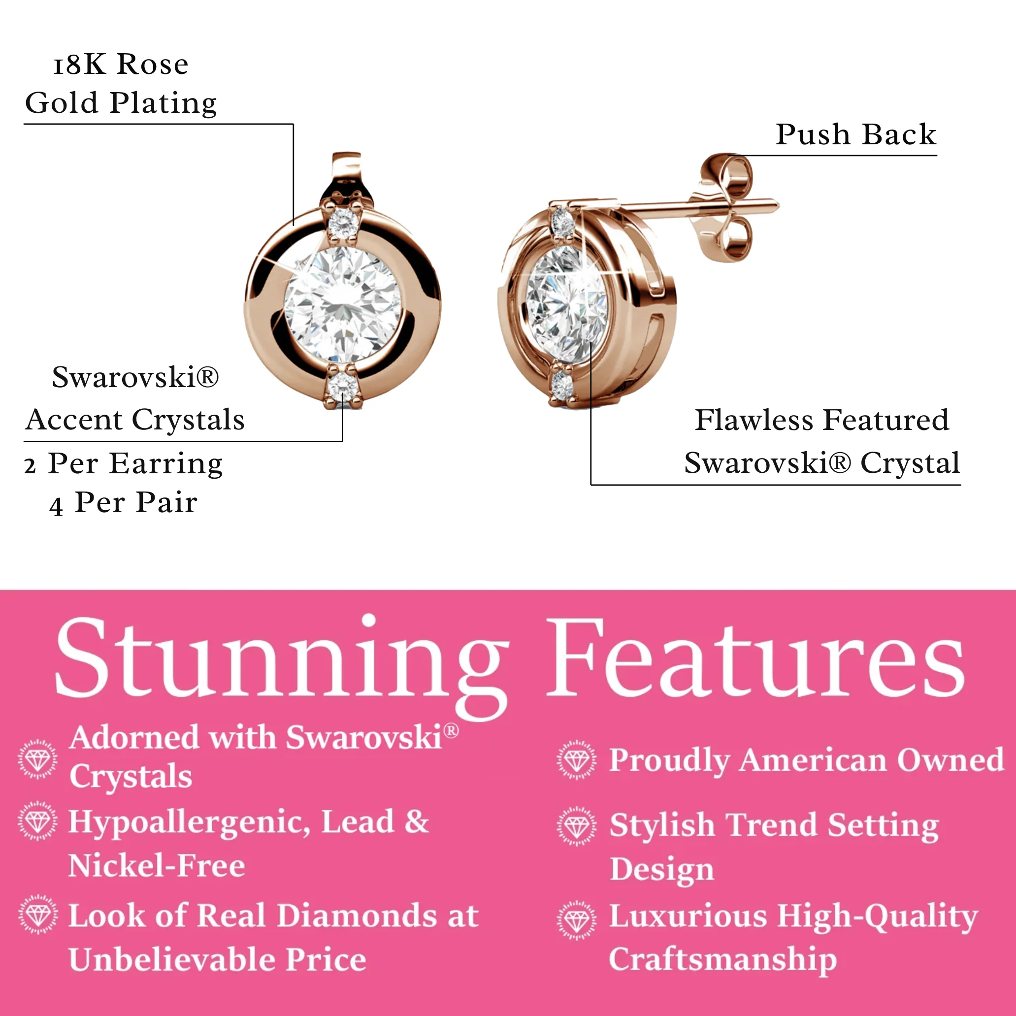 Zara 18k White Gold Plated Stud Earrings with Round Cut Swarovski Crystals - Image 11