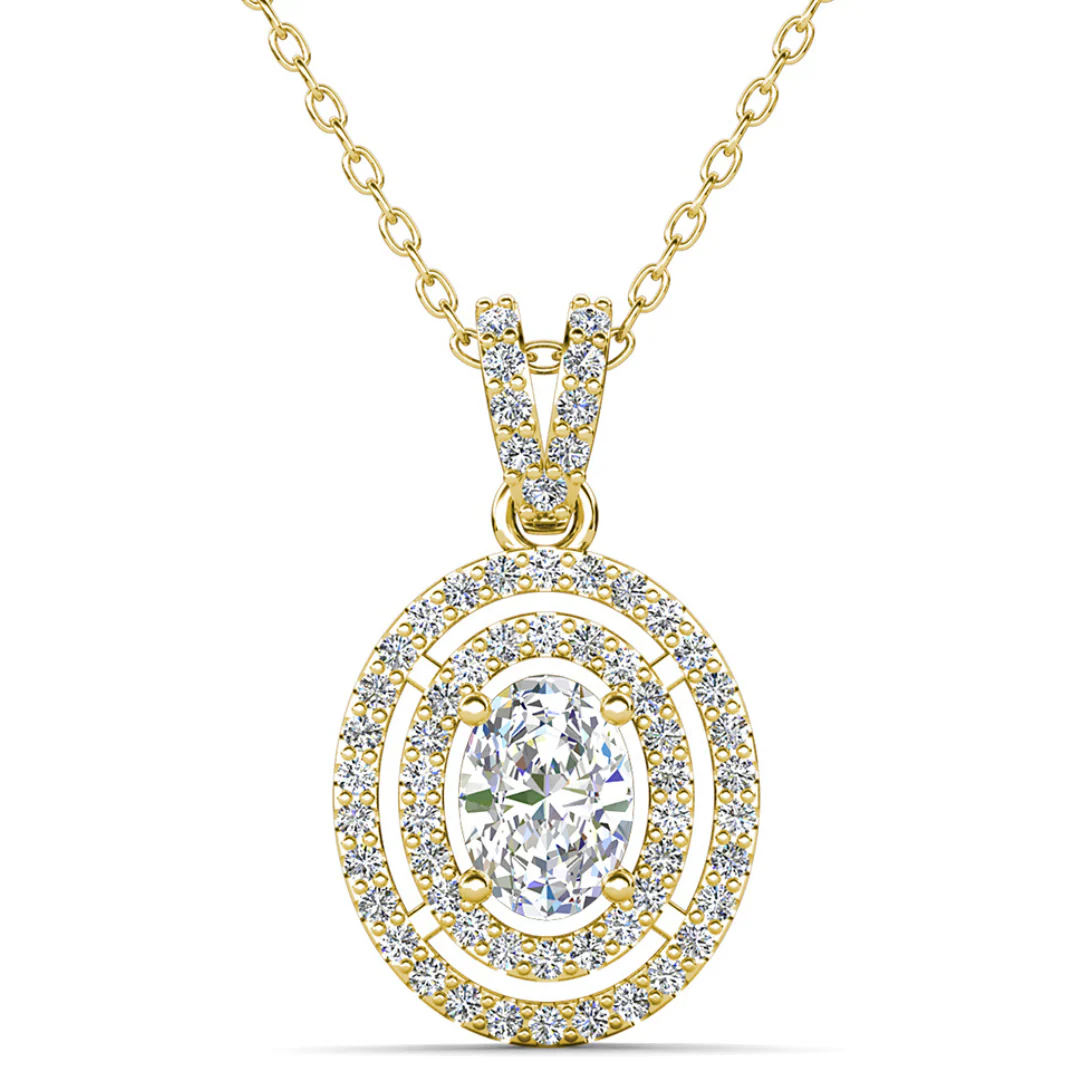 Zelda 18k White Gold Plated Pendant Necklace with Simulated Diamond Crystals - Image 10