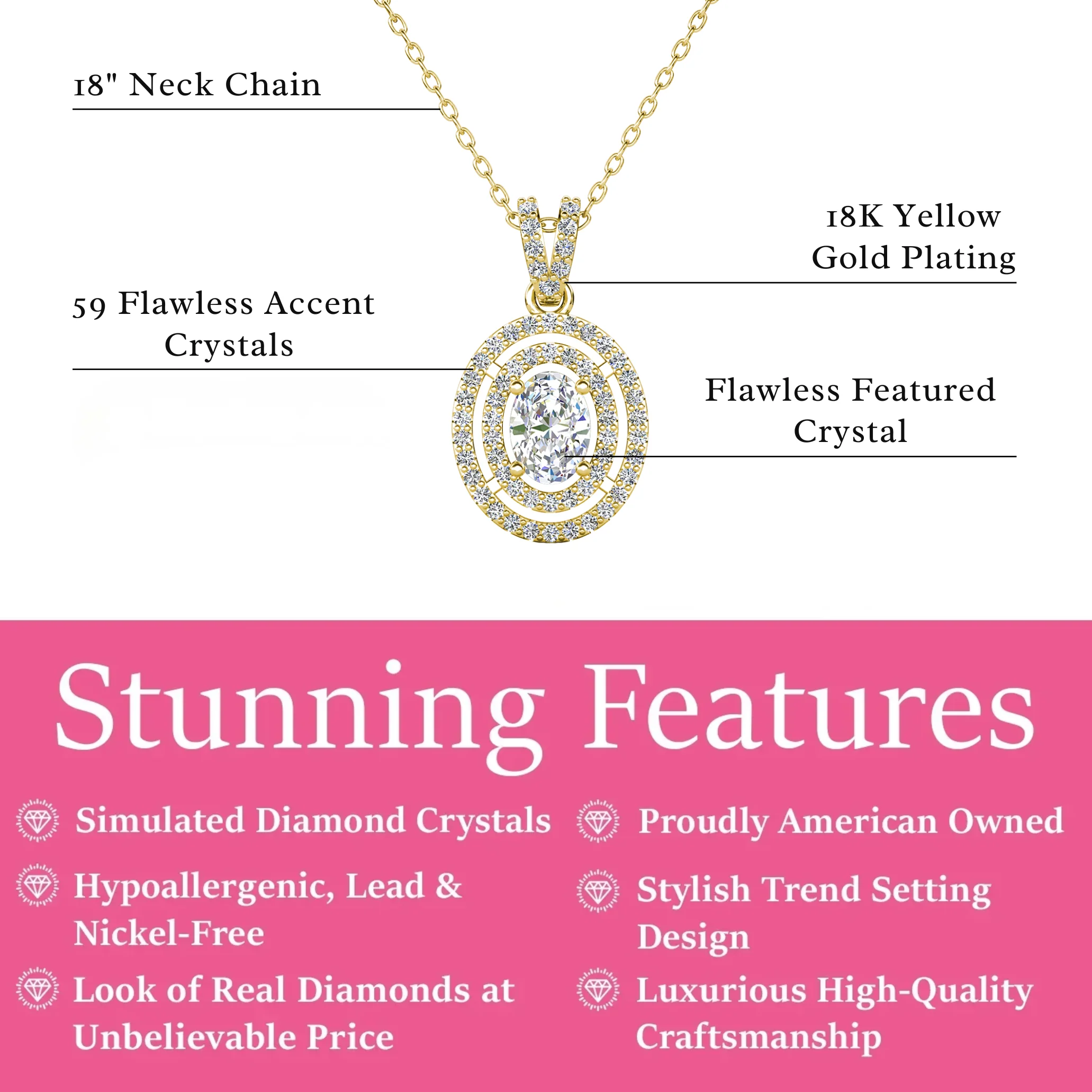 Zelda 18k White Gold Plated Pendant Necklace with Simulated Diamond Crystals - Image 11