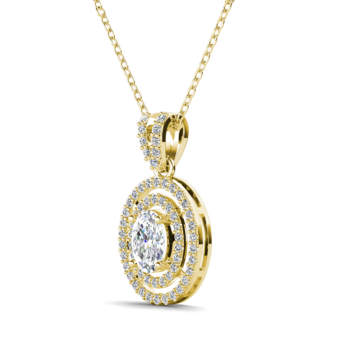 Zelda 18k White Gold Plated Pendant Necklace with Simulated Diamond Crystals - Image 12