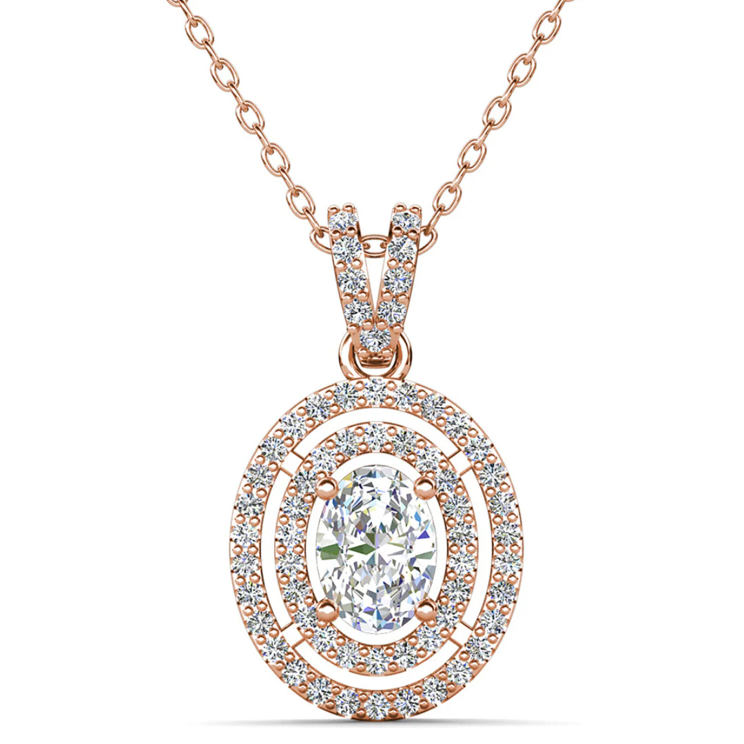 Zelda 18k White Gold Plated Pendant Necklace with Simulated Diamond Crystals - Image 14