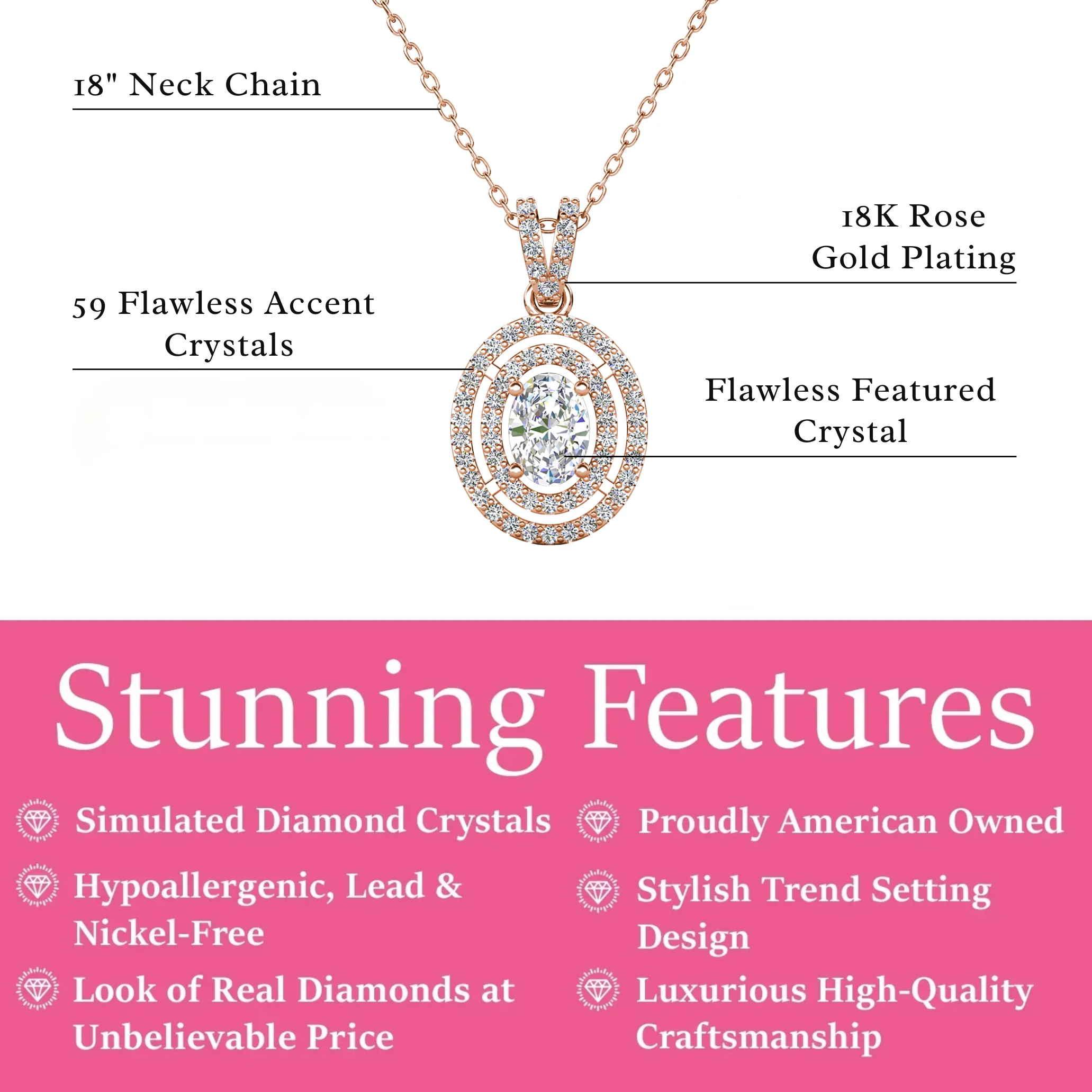 Zelda 18k White Gold Plated Pendant Necklace with Simulated Diamond Crystals - Image 15