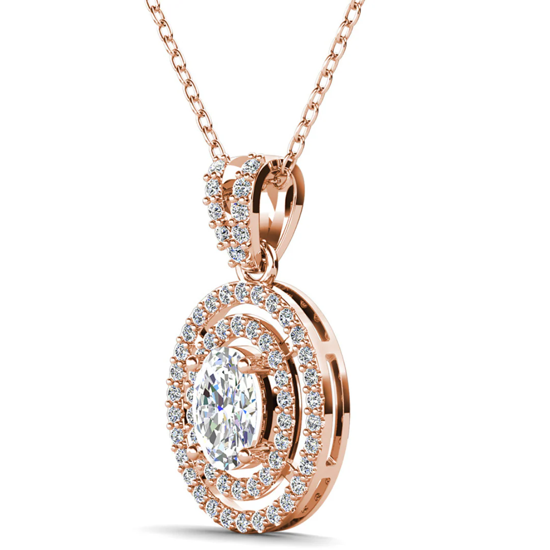 Zelda 18k White Gold Plated Pendant Necklace with Simulated Diamond Crystals - Image 16