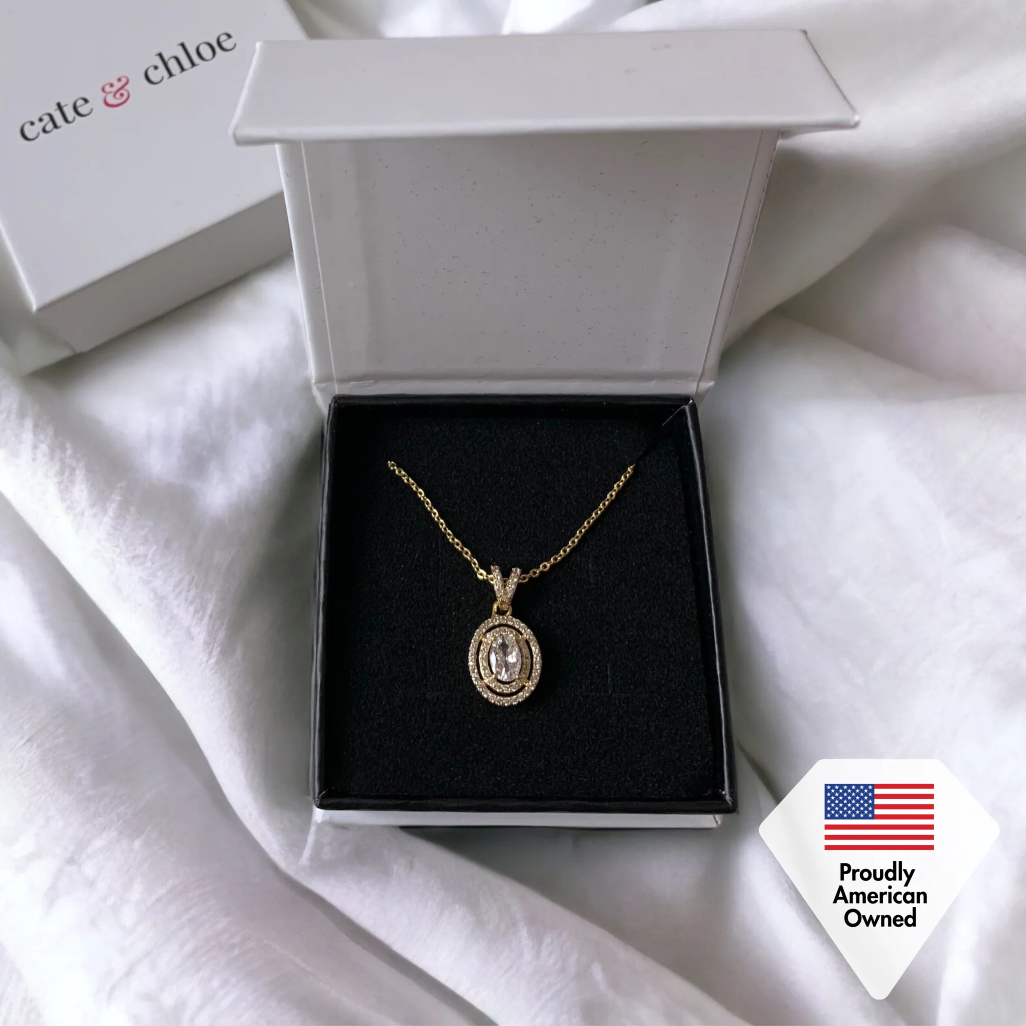Zelda 18k White Gold Plated Pendant Necklace with Simulated Diamond Crystals - Image 7