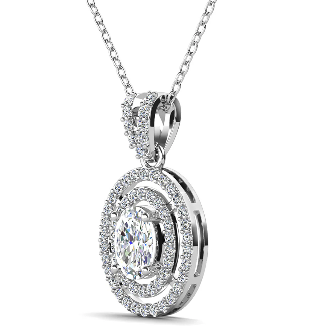 Zelda 18k White Gold Plated Pendant Necklace with Simulated Diamond Crystals - Image 8