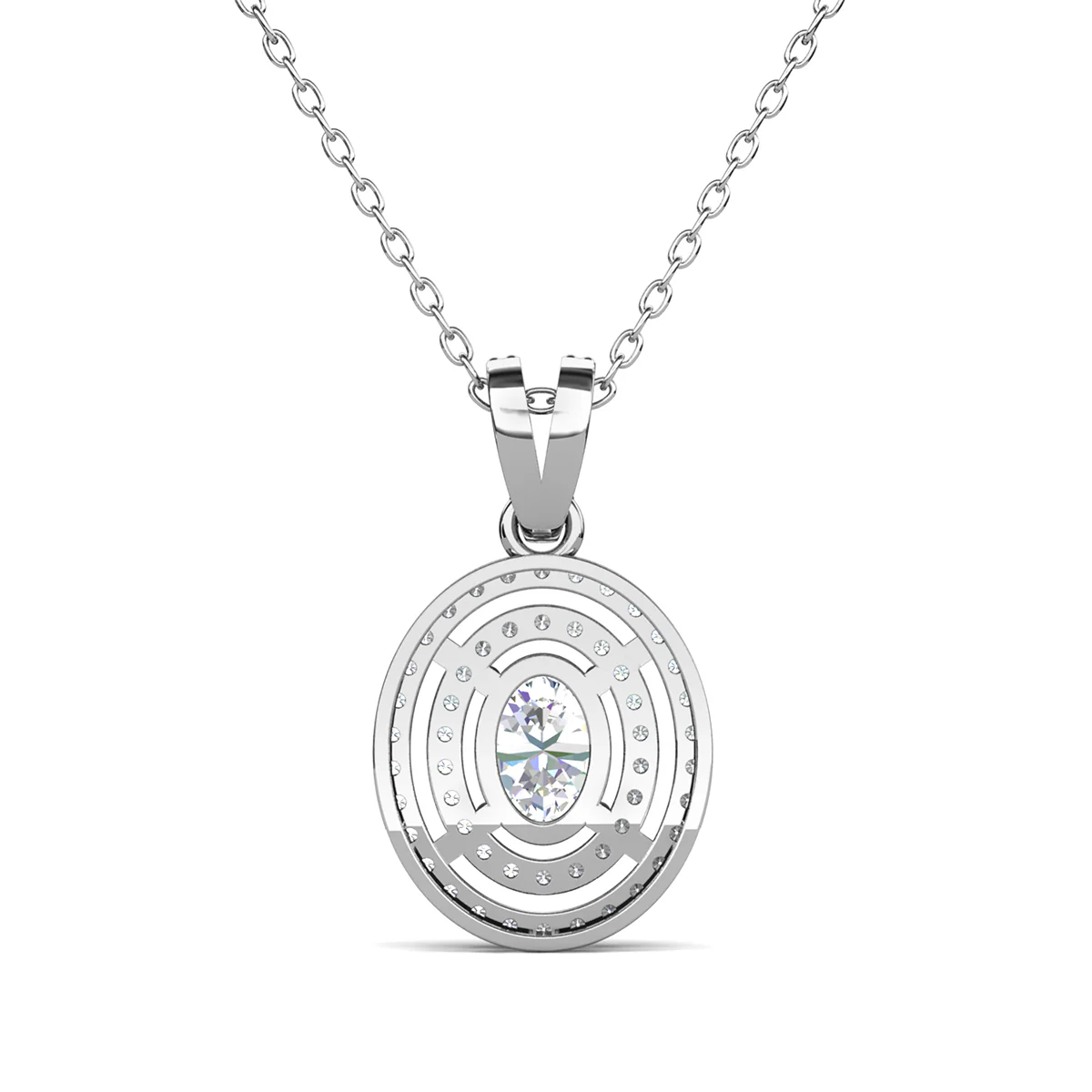 Zelda 18k White Gold Plated Pendant Necklace with Simulated Diamond Crystals - Image 9
